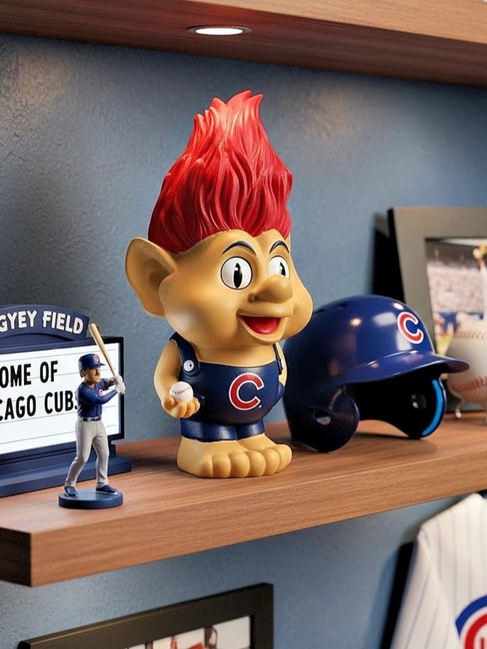 Vintage Russ Chicago Cubs MLB Sports Troll Doll Blue & Red